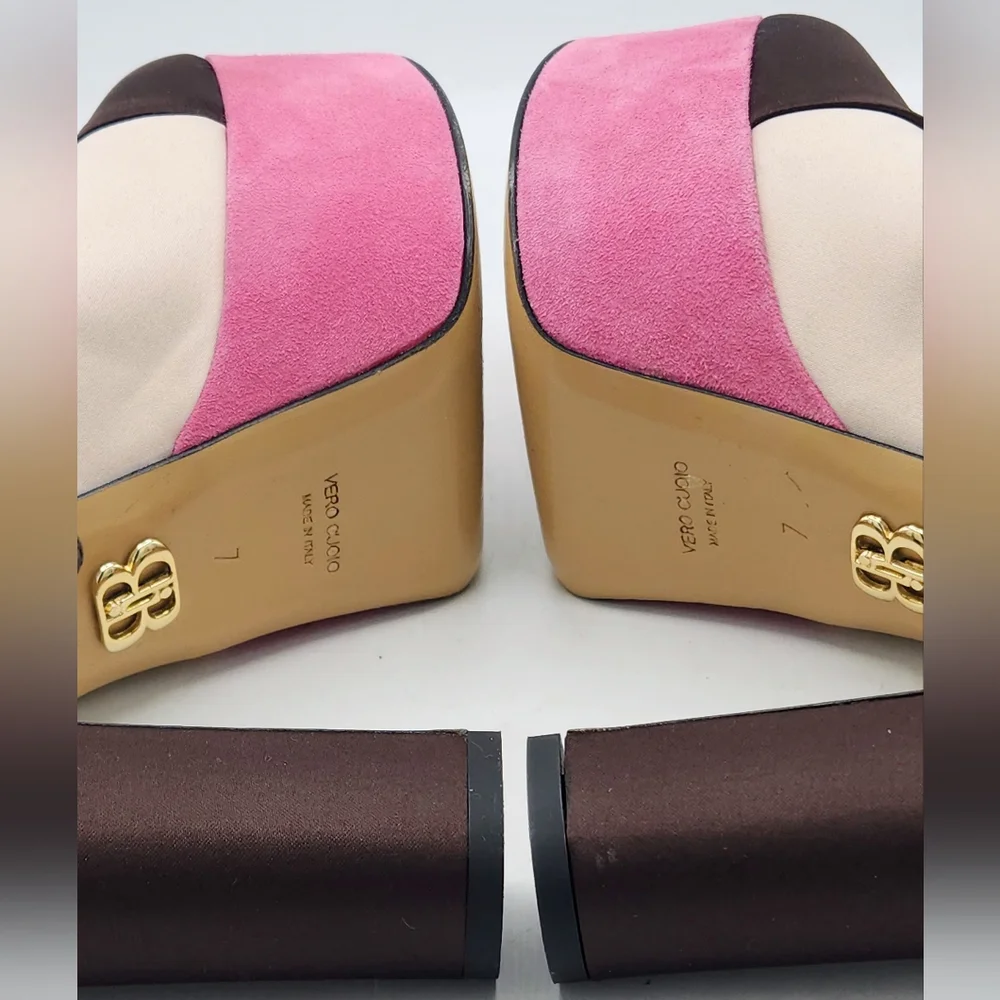 BEAUTIISOLES by Robyn Shreiber Colorblock Platform Heels Italy 37/7 US